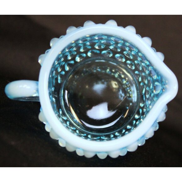 2 Pc Fenton Glass Mini Hobnail Creamer Jug Sugar Bowl Set Opalescent Star - Picture 6 of 13